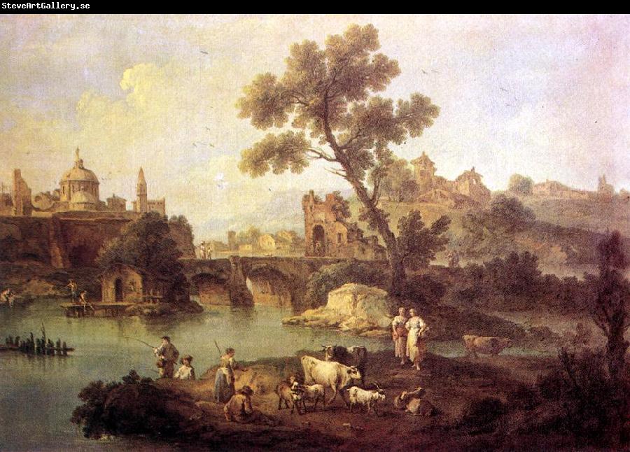 ZAIS, Giuseppe Landscape with River and Bridge